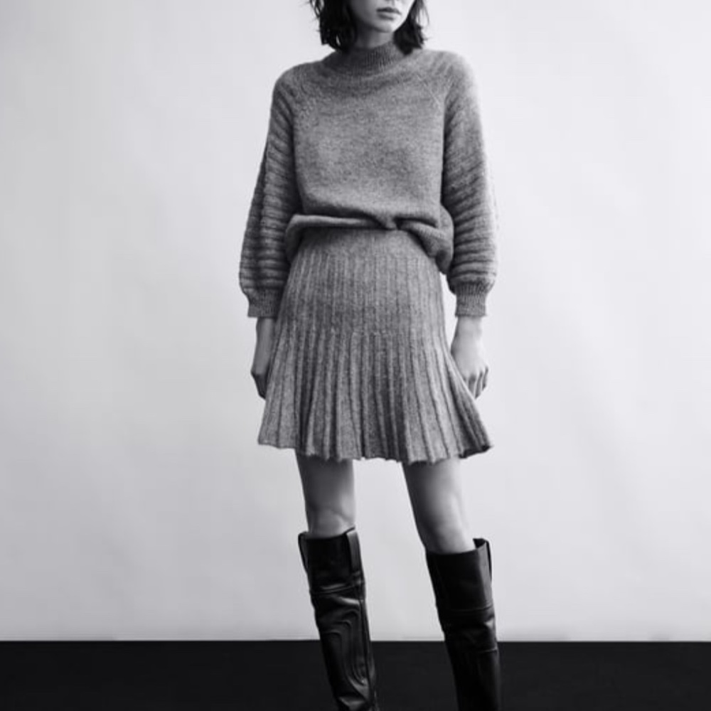 Zara gray wool alpaca blend balloon sleeve sweater NWT